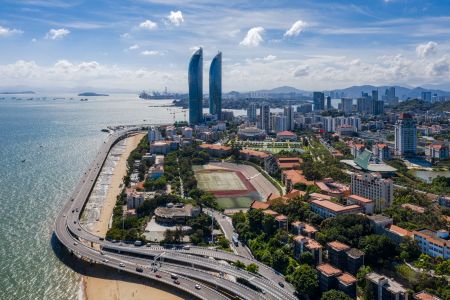 建筑,城镇,道路,城市道路,航拍,都市,白云,海洋,厦门