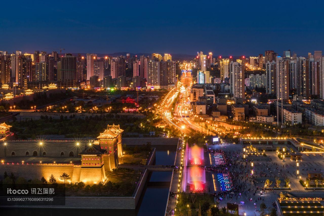建筑,夜晚,大同