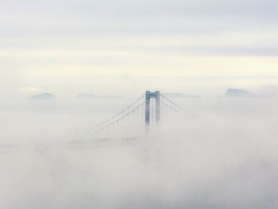 星海湾大桥,大连平流雾,平流雾,天气现象,城镇,辽宁,建筑