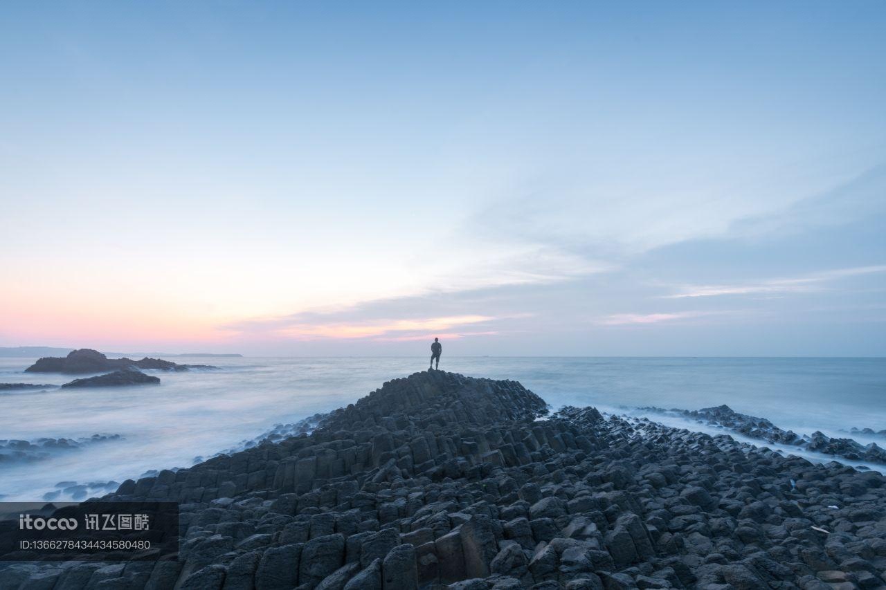 海洋,礁石,海浪