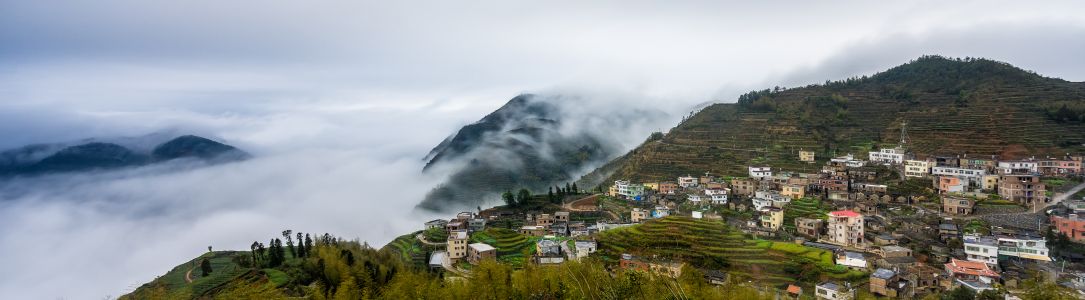 山川,自然风光,天空,城镇,建筑,村镇,风景