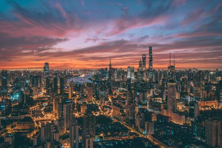 城镇,都市,建筑,日落,航拍,都市夜景,天空