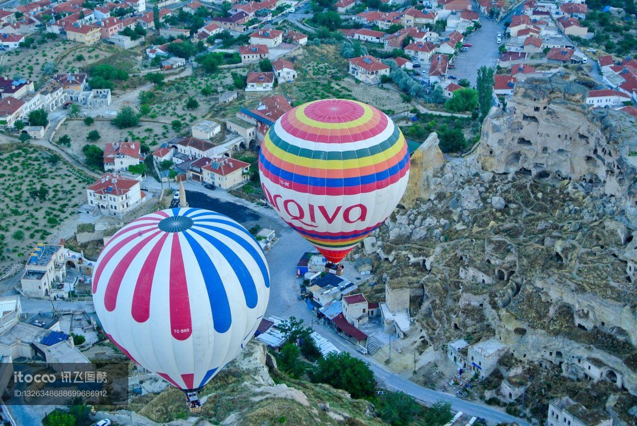 热气球,土耳其,城镇