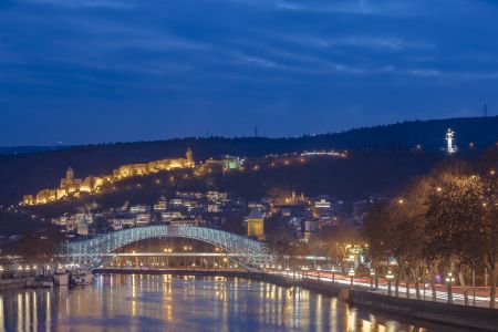 夜晚,建筑,城镇,国外,格鲁吉亚