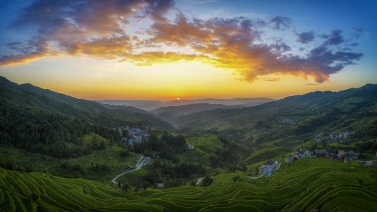 自然风光,建筑,全景,城镇,天空