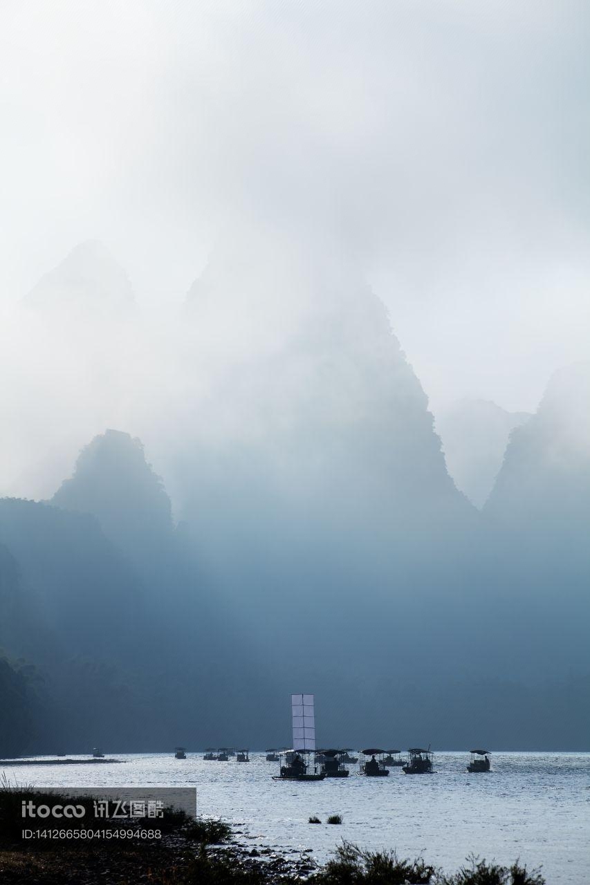山峦,自然风景,云雾