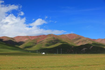 草原,山川,自然风光,青海,天空,白云,全景