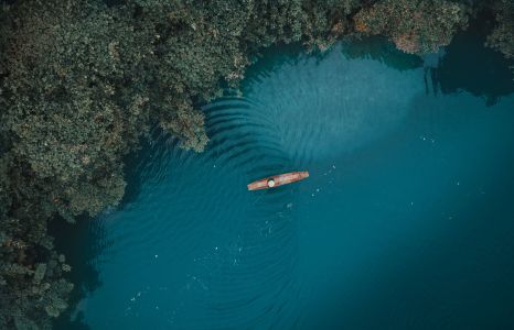湖泊,航拍,俯瞰,自然风光,森林,植物,树木,交通工具,船