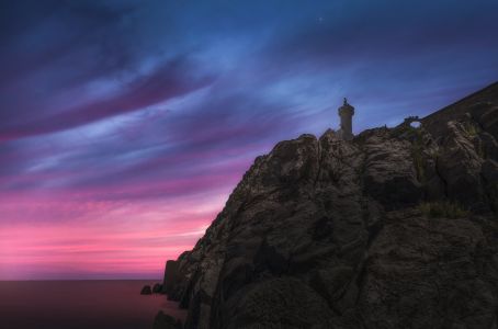 自然风光,天空,岩石,日出,日落,霞光,灯塔