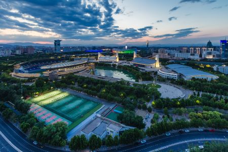 城镇,建筑,奥林匹克体育中心,中国,北京,天空