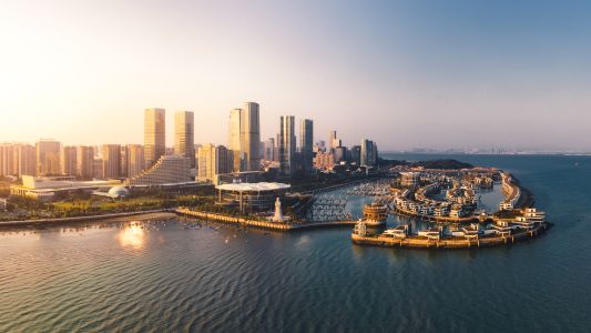 城镇,都市,建筑,日出,海洋