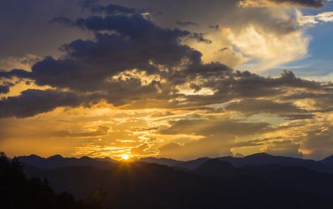 天空,自然风光,白云,霞光,卷积云,太阳,山川