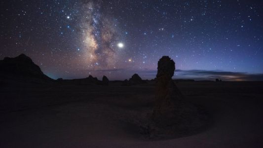 自然风光,夜晚,星空,天空,全景,天文摄影,沙漠,岩石