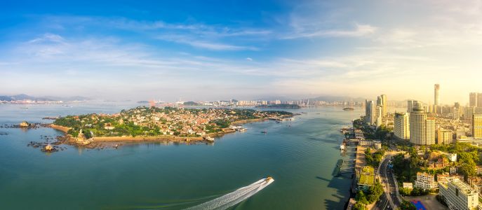 自然风光,海岛,全景,城镇,海洋,天空,建筑
