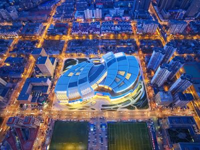 建筑,建筑夜景,城市夜景照明,都市夜景,城镇,道路,城市道路,景点,夜晚,航拍,植物,青草