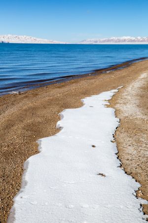 自然风光,沙滩,海洋,雪山