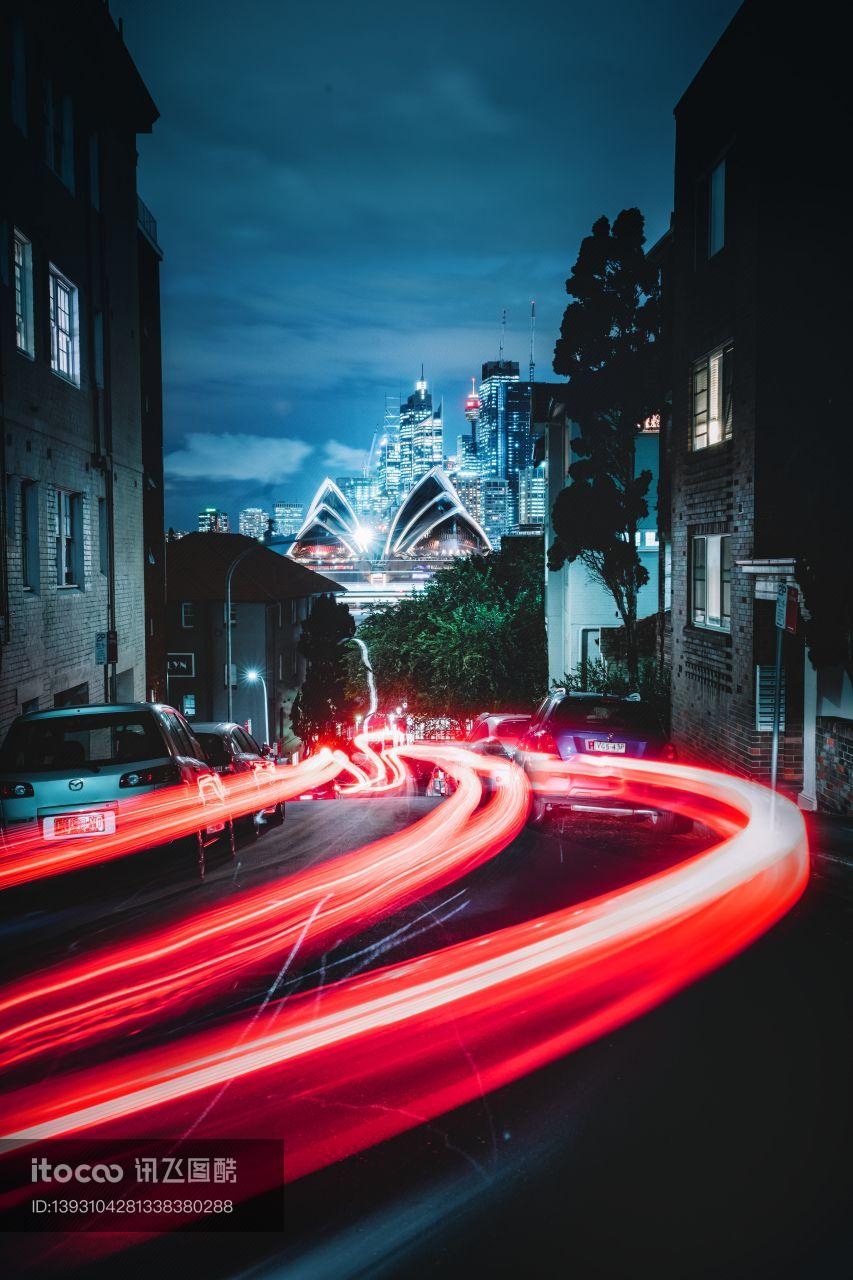 夜晚,道路,天空