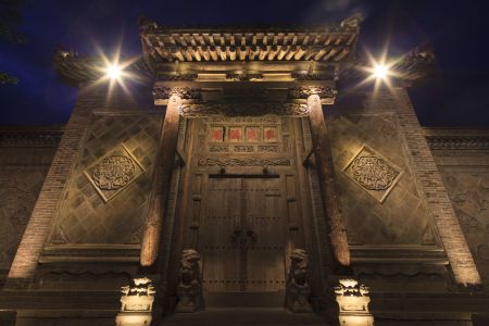 村镇,夜晚,城镇,建筑,古北水镇,中国,北京