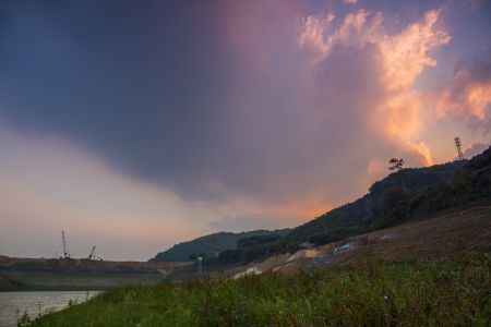 霞光,天空,自然风光,山峦,自然图像,气候气象