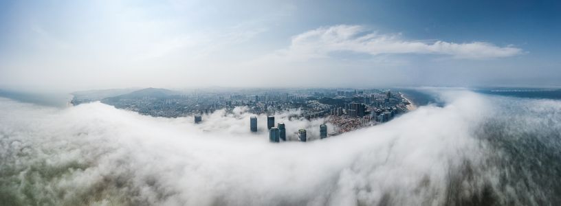 全景,白云,都市,建筑,自然风光,城镇,天空