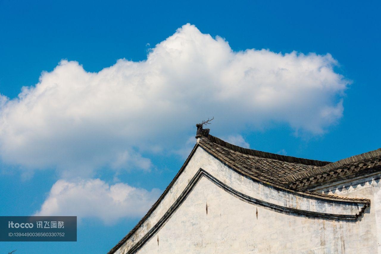 天空,城镇,尖顶式屋顶