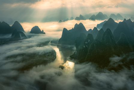 云雾,自然风景,自然风光,日出,气候气象,山峦,江河