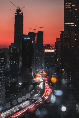 建筑,城镇,夜晚,建筑夜景,都市夜景,天空,都市,俯瞰,道路,交通工具,汽车