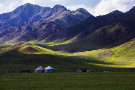草原,山川,天空,自然风光,白云,山峦