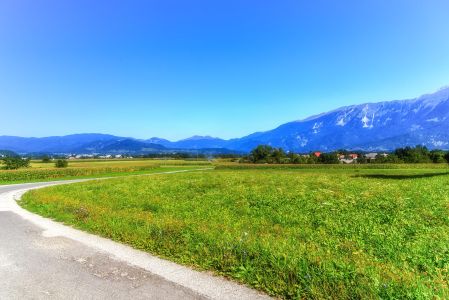 自然风光,平原,青草,草原,全景,道路,植物,稻田,山峦