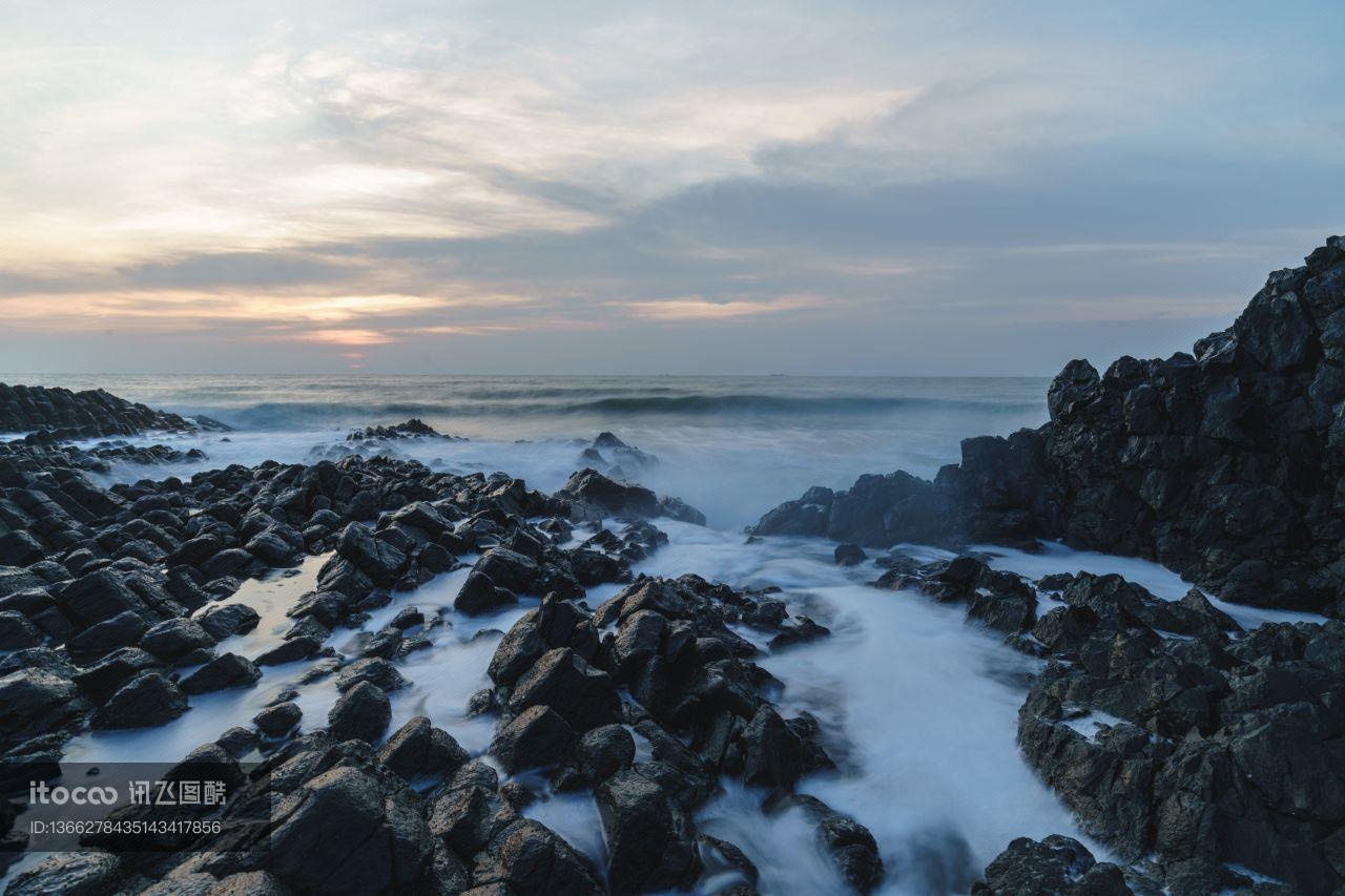 海洋,礁石,海浪