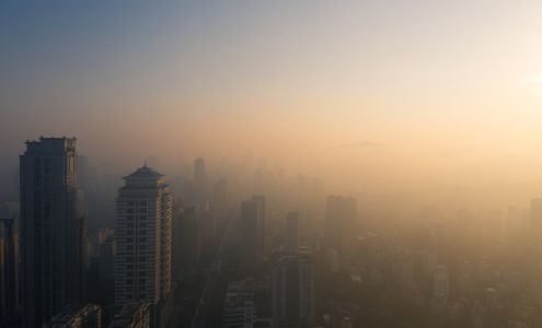 城镇,建筑,日出,高楼大厦,都市,全景,俯瞰