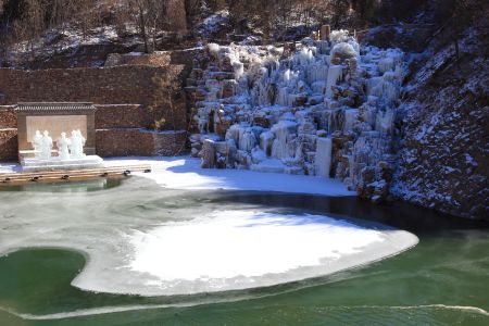 冰雪,山峦,瀑布,自然风光,北京,古北水镇
