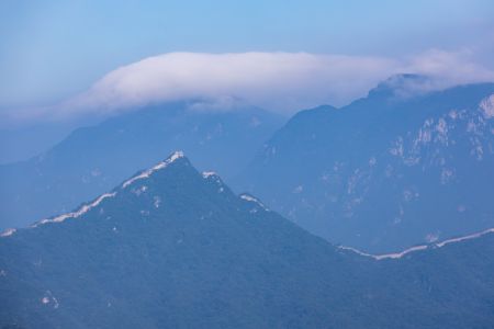 中国,北京,箭扣长城,历史古迹,自然风光,森林,山川,天空,植物,树木,白云,雾