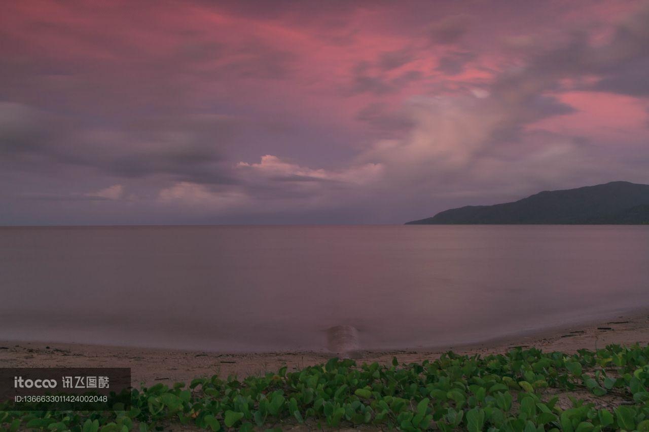 海洋,霞光,自然风光