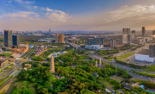 城镇,道路,城市道路,天空,全景,植物,都市,建筑