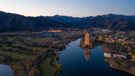 塔,怀柔,传统建筑,江河,建筑,航拍,中国,北京