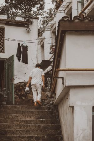楼梯,居民,晒衣服,馒头山,杭州,生活工作,建筑