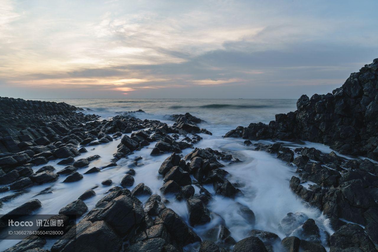 海洋,礁石,海浪