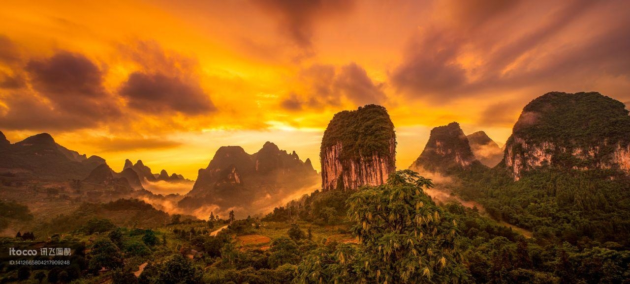 自然风景,山峦,霞光
