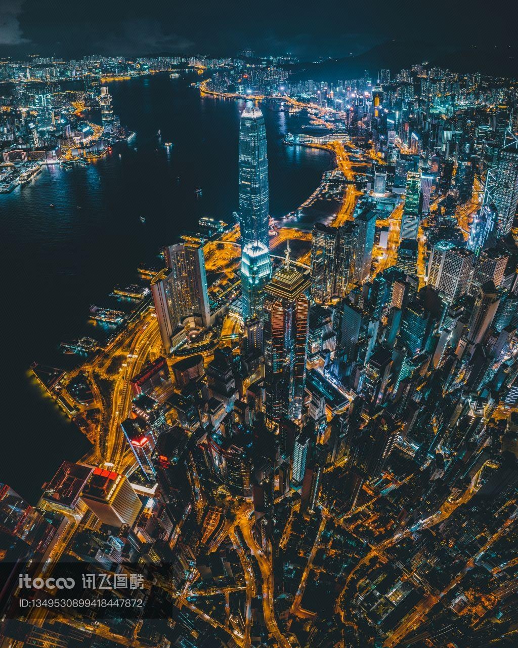 维港,建筑夜景,都市夜景