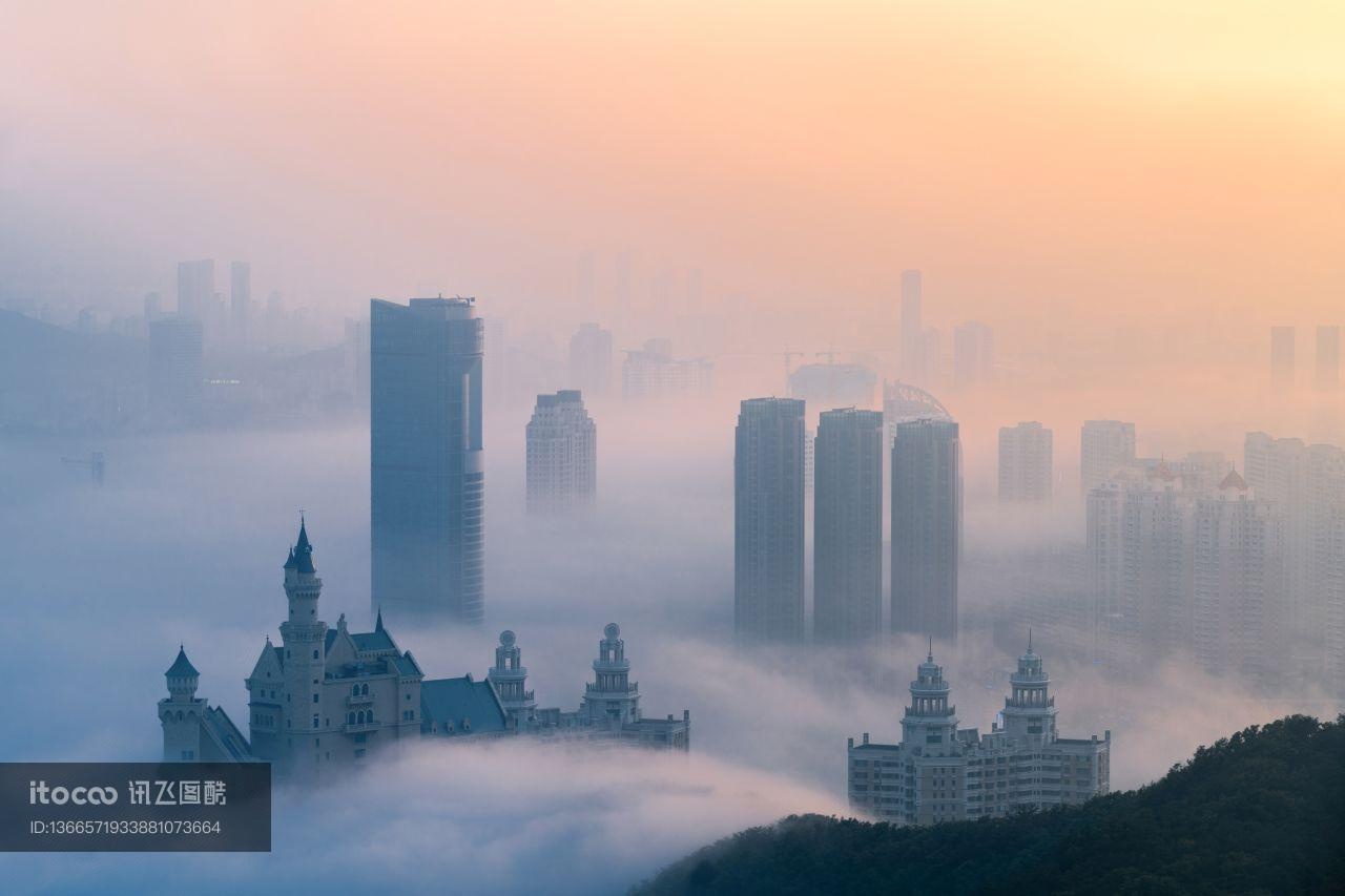雾,中国,大连