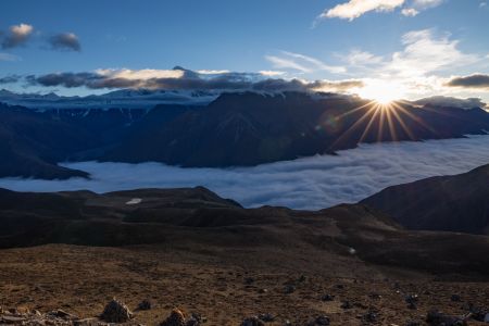 自然风光,天空,川西,中国,四川,白云,山川,日出,日落,全景