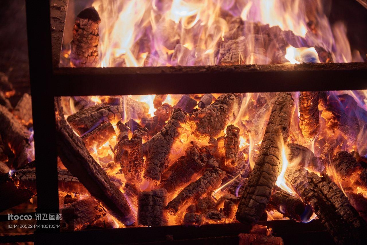 篝火,火焰,木材