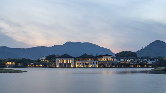 湖泊,天空,中国,杭州,杭州富春山居度假酒店,浙江,建筑