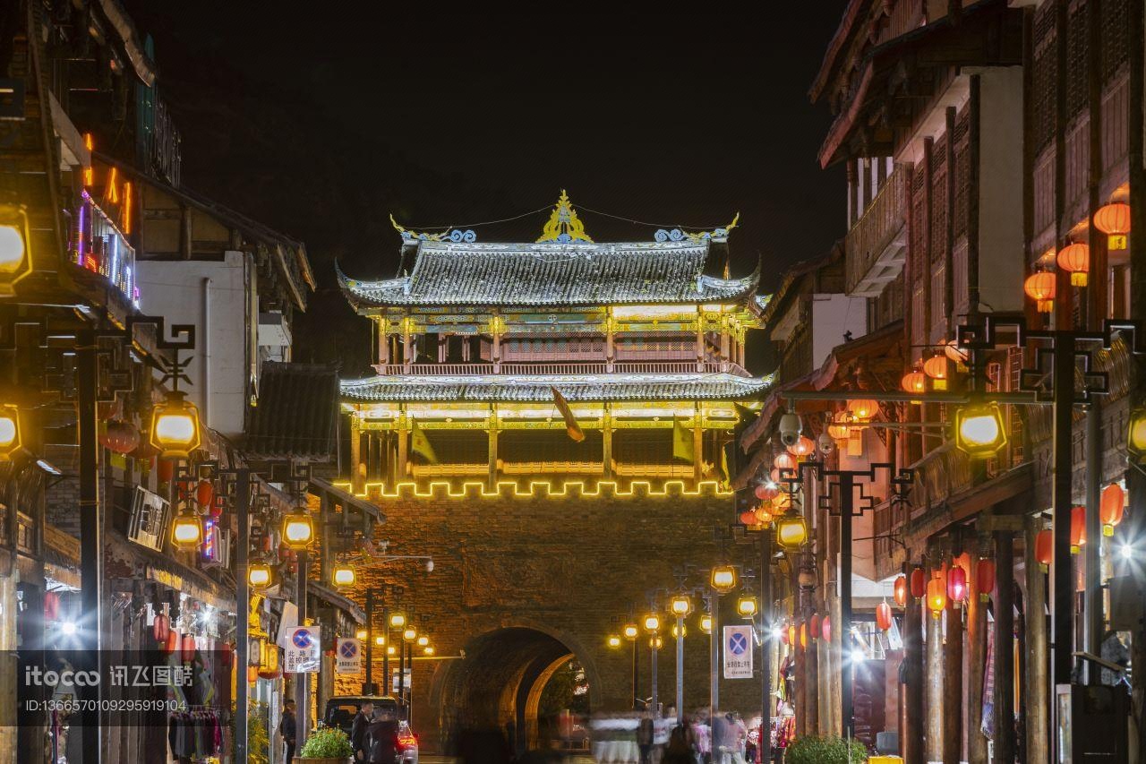 建筑,阿坝,都市夜景