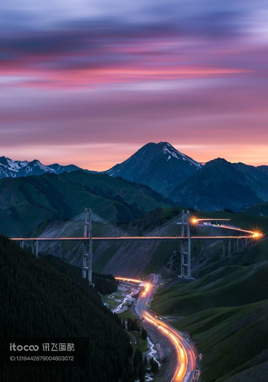 山川,新疆,高架桥