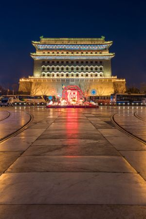 正阳门,城楼,传统建筑,建筑夜景,中国,北京,历史古迹,街道