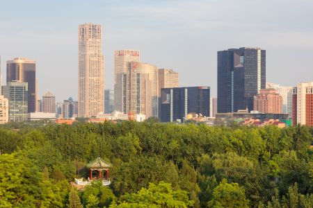 建筑,现代建筑,中国,北京,城镇,都市,森林,俯瞰,植物,树木,天空,白云