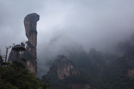 岩石,中国,三清山,云雾,江西,山川,峡谷,天空,植物