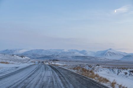 自然风光,雪,雪山,天空,道路,公路,冰岛